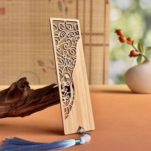 Natural Bamboo Student Bookmark Laser Cut Ornate Pattern Christmas Birthday Gift for Liberty