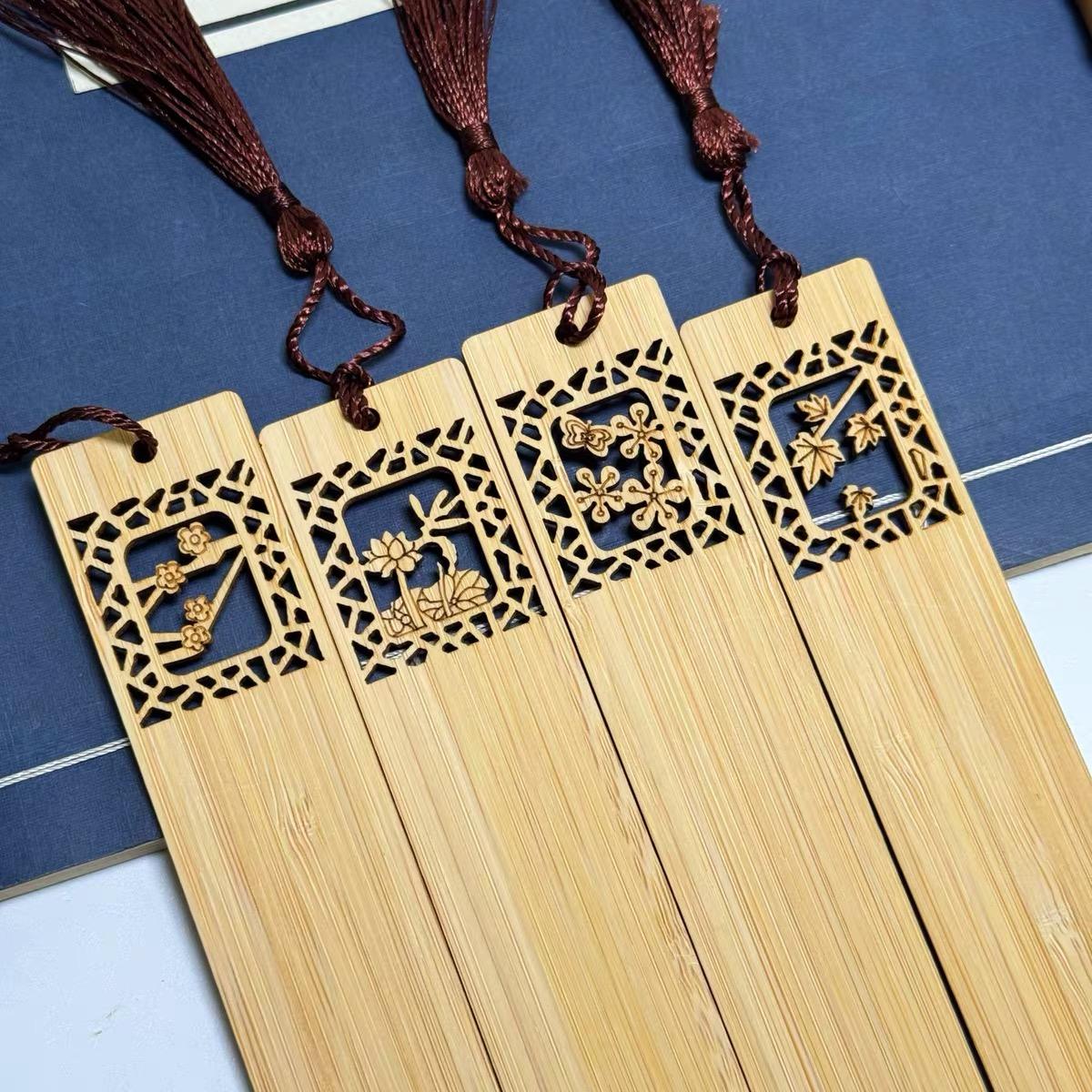Natural Bamboo Student Bookmark Laser Cut Ornate Pattern Christmas Birthday Gift for Liberty - Image 5