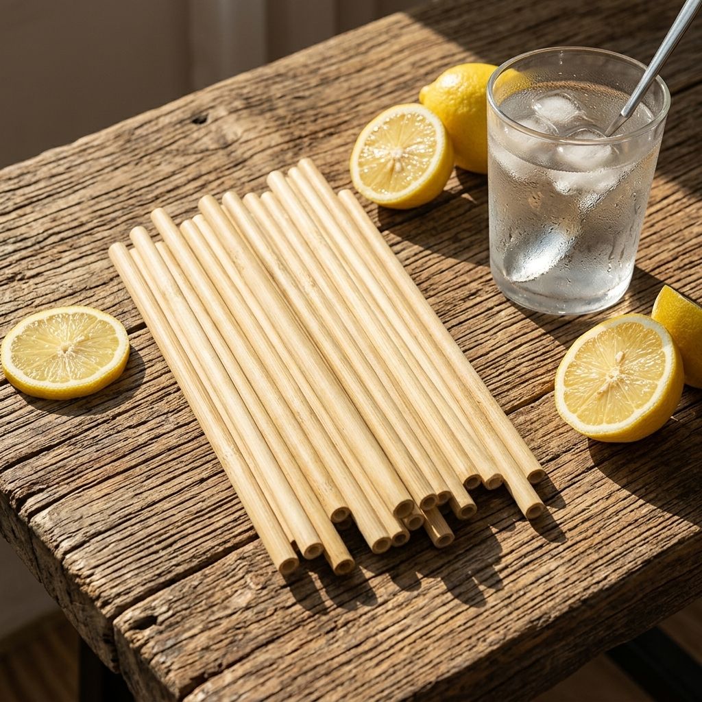 Customized Logo Acceptable Disposable Biodegradable Eco Friendly Bamboo Natural Reed Rice Straw - Image 2
