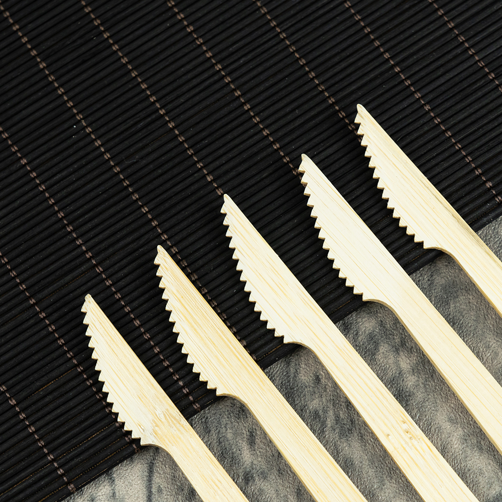 Eco-friendly Disposable Bamboo Cutlery Mini SanYou DZ25-12 Biodegradable Knives Forks Spoons for Camping Parties Cake Steak - Image 2