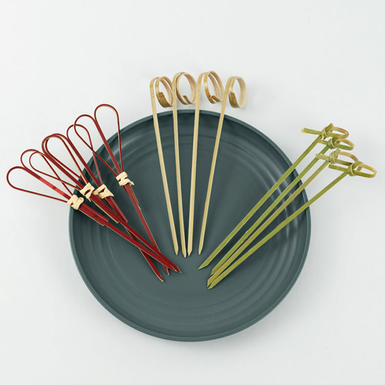 Wholesale Cheap Natural Knot Fruit Stick Bamboo Decoration Heart Shape Skewer With Bead - Image 4