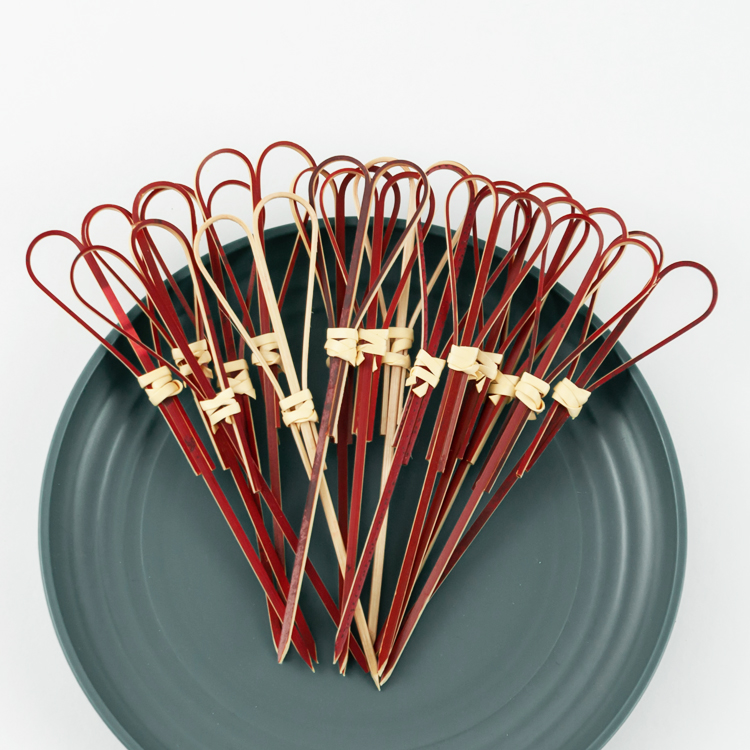 Wholesale Cheap Natural Knot Fruit Stick Bamboo Decoration Heart Shape Skewer With Bead - Image 5