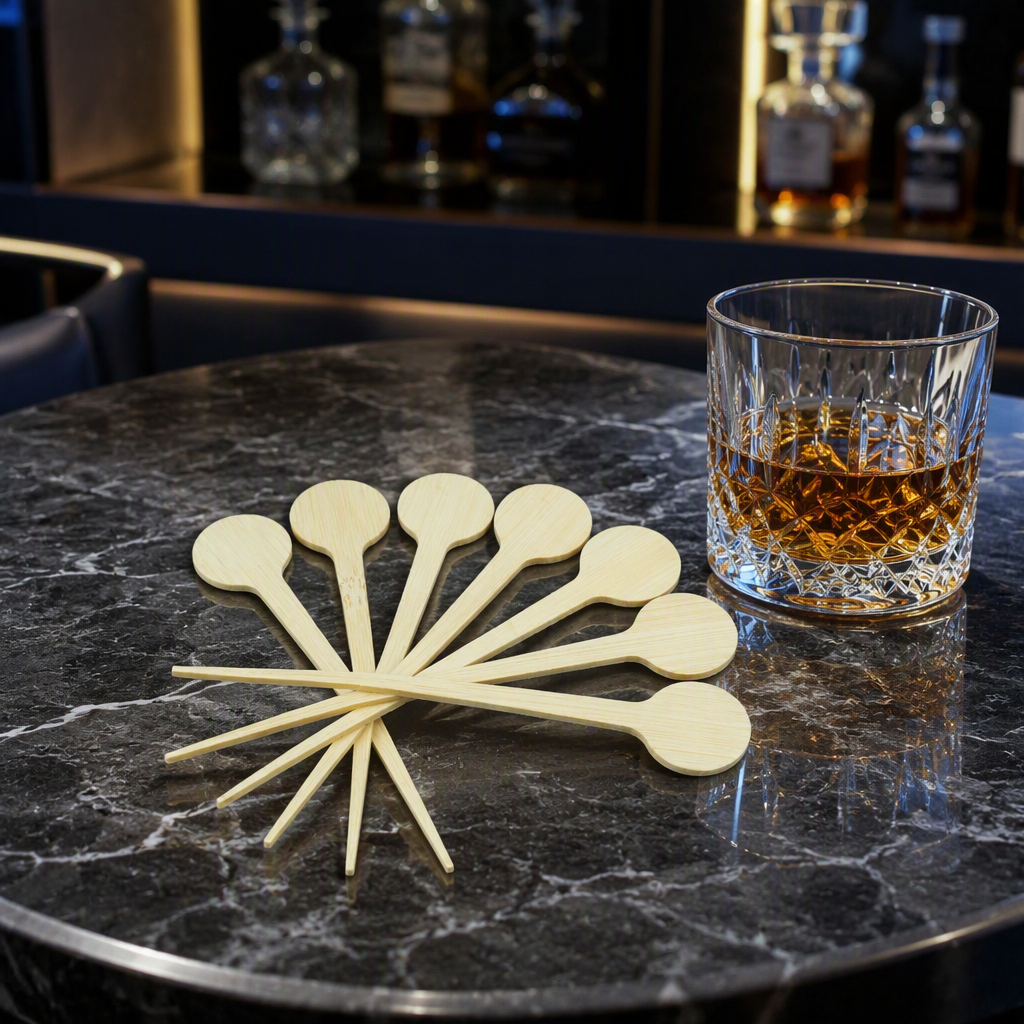Eco-friendly Bamboo Round Handle Picks with Customized Logo for Dessert - Image 4