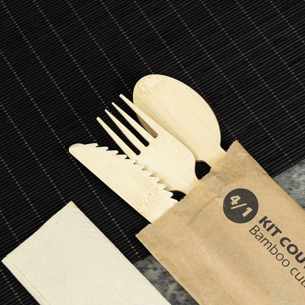 Eco-friendly Disposable Bamboo Cutlery Mini SanYou DZ25-12 Biodegradable Knives Forks Spoons for Camping Parties Cake Steak