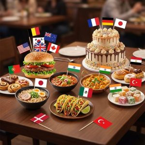 Disposable Eco-friendly Bamboo Wrapped Paper Flag Toothpick Natural 6.5cm Customize Size Bread Cake Party Restaurants Decoration