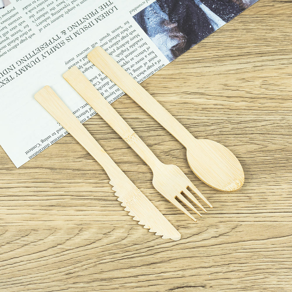 Hot Sale Wrapped Disposable Bamboo Cutlery Set 140mm Knife Fork Spoon Biodegradable Good Quality Parties Hotels Customizable - Image 7